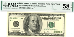 2179-B* (FB* Block), $10 Federal Reserve Note New York, 2003A