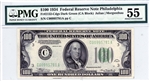 2152-Cdgs Dark Green (CA Block), $100 Federal Reserve Note Philadelphia, 1934
