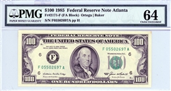 2171-F (FA Block), $100 Federal Reserve Note Atlanta, 1985
