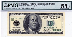 2182-K* (KK* Block), $100 Federal Reserve Note Dallas, 2006A