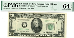 2061-G* (G* Block), $20 Federal Reserve Note Chicago, 1950B