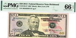 2132-E* (ME* Block), $50 Federal Reserve Note Richmond, 2013