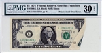 1908-L (LA Block), $1 Federal Reserve Note San  Francisco, 1974, ERROR