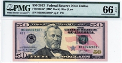 2132-K* (MK* Block), $50 Federal Reserve Note Dallas, 2013