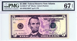 1993-F* (IF* Block), $5 Federal Reserve Note Atlanta, 2006