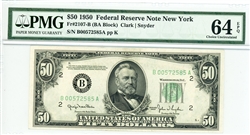 2107-B (BA Block), $50 Federal Reserve Note New York, 1950