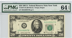 2074-B (BB Block), $20 Federal Reserve Note New York, 1981A