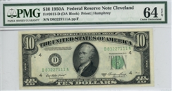 2011-D (DA Block), $10 Federal Reserve Note Cleveland, 1950A