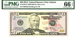 2132-F (MFB Block), $50 Federal Reserve Note Atlanta, 2013