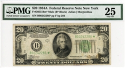 2055-Bm* Mule (B* Block), $20 Federal Reserve Note New York, 1934A