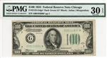 2152-Gdgs* Dark Green (G* Block), $100 Federal Reserve Note Chicago, 1934
