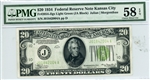 2054-Jlgs Light Green (JA Block), $20 Federal Reserve Note Kansas City, 1934