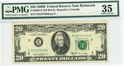 2069-E (EB Block), $20 Federal Reserve Note Richmond, 1969B