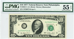 2023-C (CA Block), $10 Federal Reserve Note Philadelphia, 1977