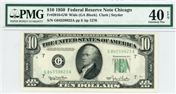 2010-GW Wide (GA Block), $10 Federal Reserve Note Chicago, 1950