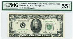 2059-L (LA Block), $20 Federal Reserve Note San Francisco, 1950