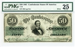 T-16, $50 Confederate States of America, 1861