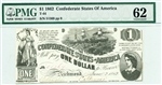 T-44, $1 Confederate States of America, 1862