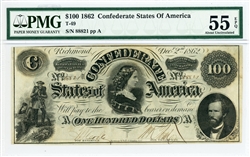 T-49, $100 Confederate States of America, 1862