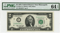 1935-I* (I* Block), $2 Federal Reserve Note Minneapolis, 1976
