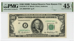 2159-J* (J* Block), $100 Federal Reserve Note Kansas City, 1950B