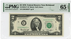 1935-E* (E* Block), $2 Federal Reserve Note Richmond, 1976