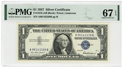 1619 (AB Block), $1 Silver Certificate, 1957