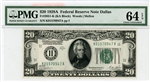 2051-K (KA Block), $20 Federal Reserve Note Dallas, 1928A