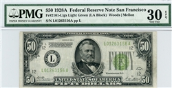 2101-Llgs Light Green, $50 Federal Reserve Note San Francisco, 1928A