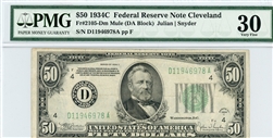 2105-Dm Mule, $50 Federal Reserve Note Cleveland, 1934C