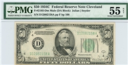 2105-Dm Mule, $50 Federal Reserve Note Cleveland, 1934C