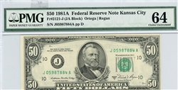 2121-J, $50 Federal Reserve Note Kansas City, 1981A