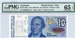 325b*, 10 Australes Argentina, 1985-89