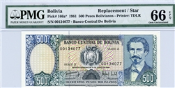 166a*, 500 Pesos Bolivia, 1981