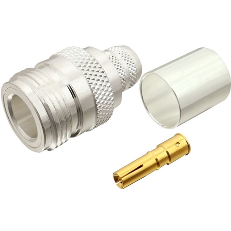 N Type Male Crimp, RG-213, Silver Body, Gold Pin