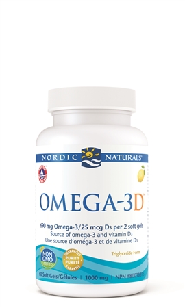 Nordic Naturals Omega 3D Lemon, 60's