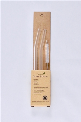 Enviro Straw, Glass Regular Straw (width 9.5mm), 8", Bent Combo