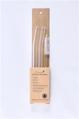 Enviro Straw, Glass Smoothie Straw (width 12mm), 8", Bent Combo