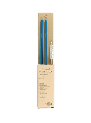 Enviro Straw, Steel Regular Straw (width 8mm) 10.5", Combo, Blue