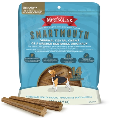 The Missing Link SmartmouthÂ® Dental Chew Plus Daily Complete Health, Small/Medium Dog, 14 Chews