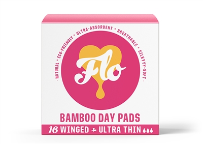 Here We Flo, FLO Bamboo Day Pads, w/Wings, 16 pads