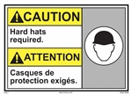 Caution Label Hard Hats Required
