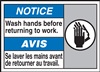 Notice Label Wash Hands Before Returning