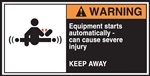 Warning Label Equipment Starts Automatically