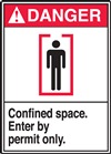 Danger Label Confined Space Enter By Permit