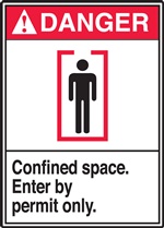 Danger Label Confined Space Enter By Permit