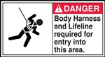 Danger Label Body Harness Required