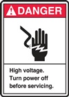 Danger Label High Voltage Turn Power