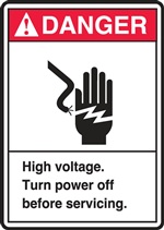 Danger Label High Voltage Turn Power