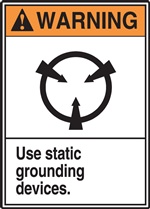 Warning Label Use Static Grounding Devices